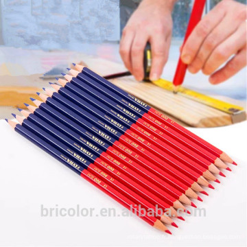 Crayon de menuisier rouge et bleu hexagone à double tête